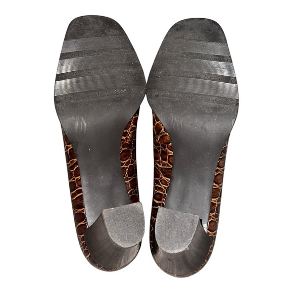 Vintage 90s/Y2K Franco Sarto Square Toe Snake Skin Leather Block Heels Women’s 9 - Picture 11 of 12